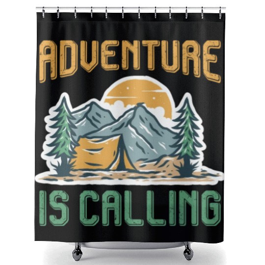 Adventure is calling Mountain lover Hiking Shower Curtains