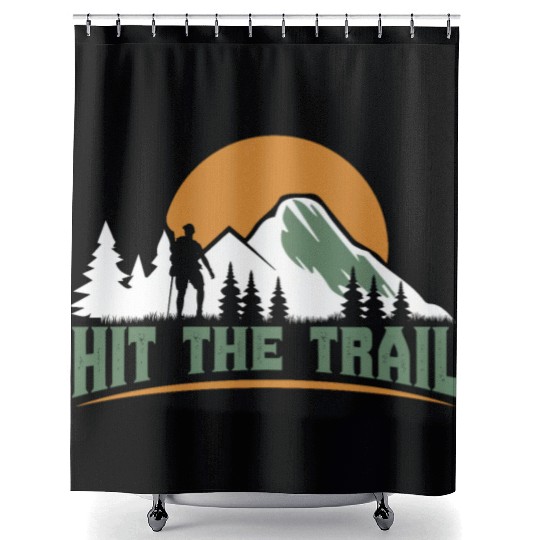 Hit the Trail Mountaineers Wanderlust Hiking Shower Curtains
