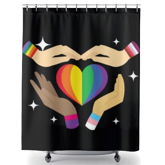 Gay Rights Rainbow Pride LGBTQ Gay Pride Parade Shower Curtains