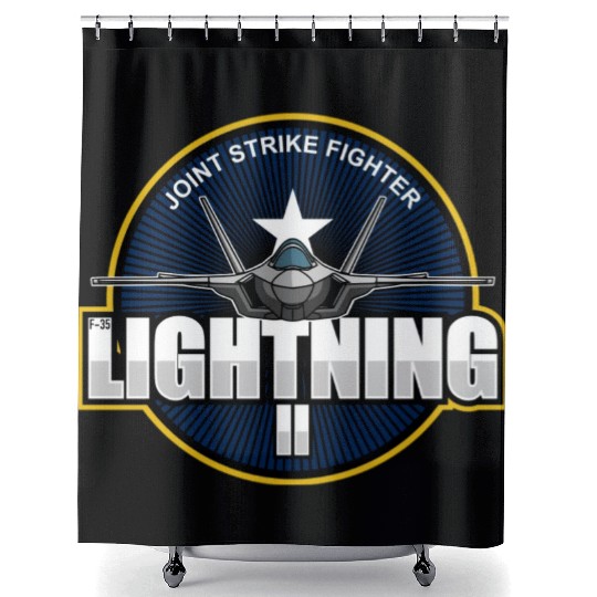 F35 Lightning 2 Patch Small logo red Shower Curtains