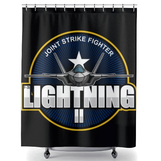 F35 Lightning 2 Patch Small logo red Shower Curtains