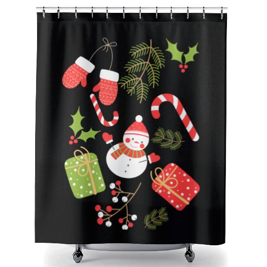Christmas Time - Christmas Tree Decorations Shower Curtains