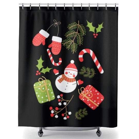 Christmas Time - Christmas Tree Decorations Shower Curtains