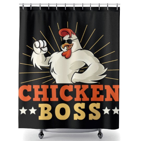 Funny Farmer Animal Pet Chicken Boss Chickens Shower Curtains