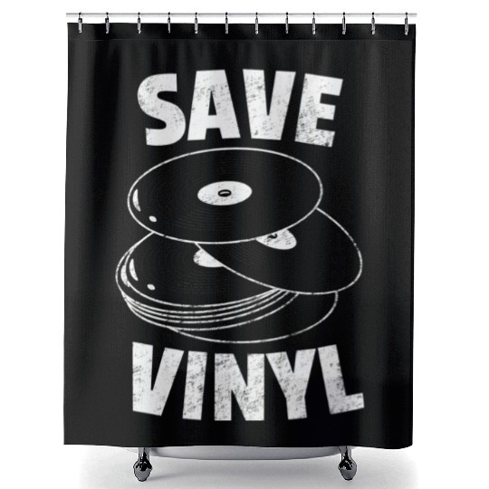 Save Vinyl Records Distressed Vintage Music Lovers Shower Curtains