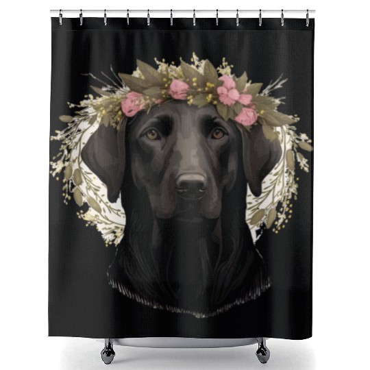 Cute Labrador Retriever Flower Crown Dog Breed Flo Shower Curtains