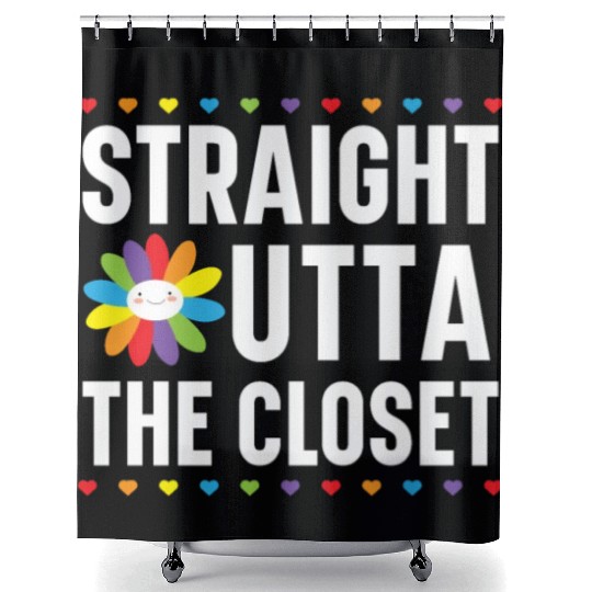 Straight Outta The Closet Rainbow Pride LGBTQ Gay Shower Curtains