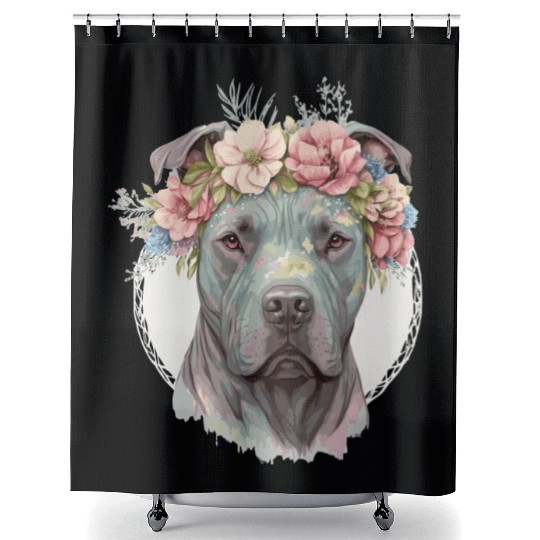 Cute Cane Corso Flower Crown Pet Dog Puppy Shower Curtains