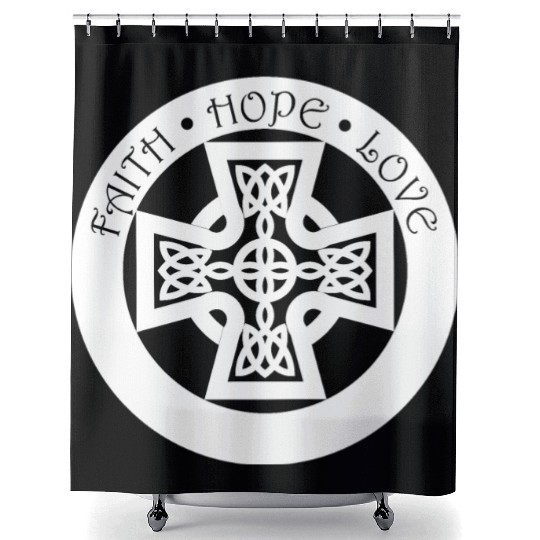 Timeless Celtic Cross With Celtic Knots Shower Curtains