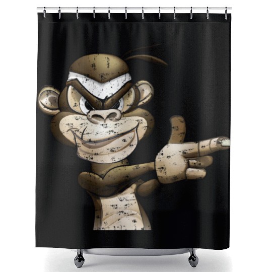 Gangster Monkey Graffity Handgun Shower Curtains