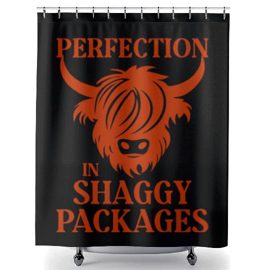 Perfection In Shaggy Packages Highland Cow Shower Curtains