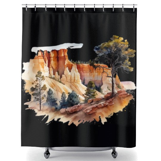 Bryce Canyon Watercolor Wonderland Shower Curtains