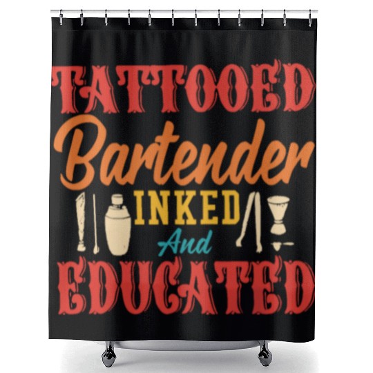 tattooed bartender inked and educated Shower Curtains