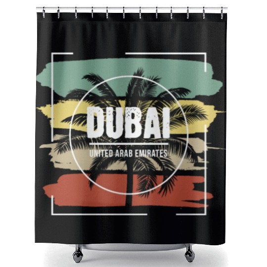 Dubai United Arab Emirates Artistic Palm Tree Shower Curtains