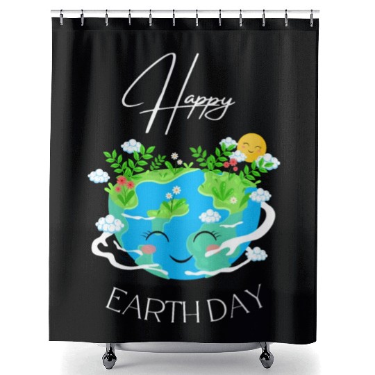 Green and Blue Happy Earth Day Shower Curtains