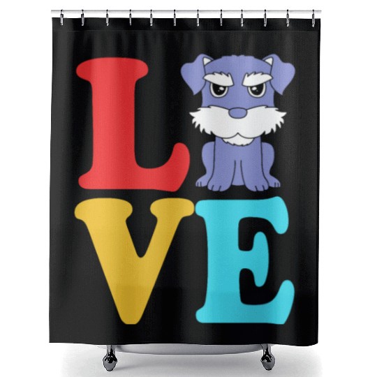 Schnauzer Puppy I love My Miniature Schnauzer Shower Curtains