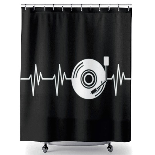 Vinyl Heartbeat Funny Disk Jockey DJ Gift Shower Curtains