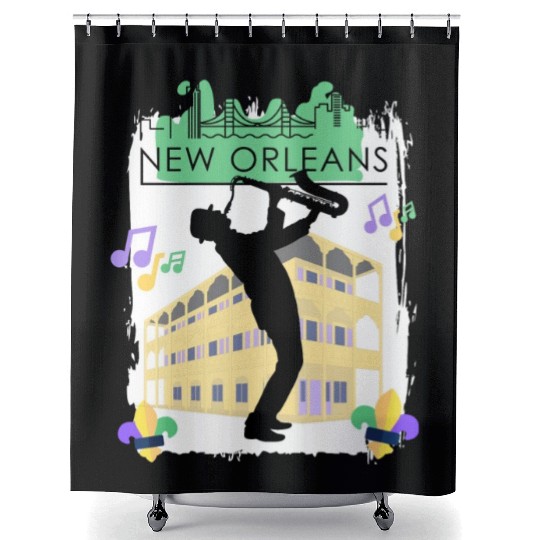 Mardi Gras New Orleans Louisiana City Jazz Music Shower Curtains
