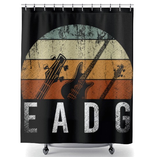 Eadg Retro Bass Guitar Grunge Music Lover Shower Curtains