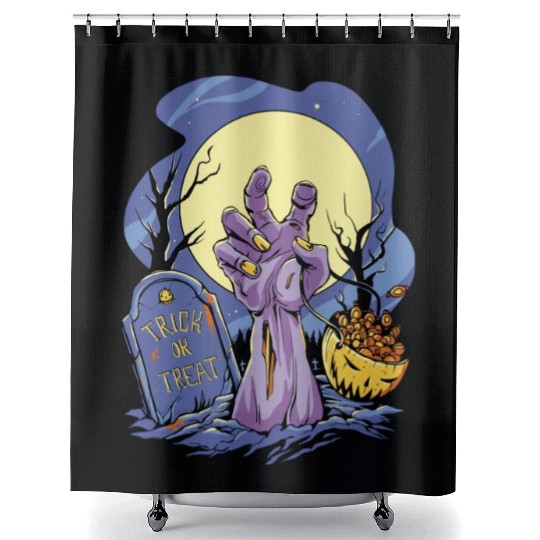 Halloween Zombie Candy Trick Or Treat Shower Curtains
