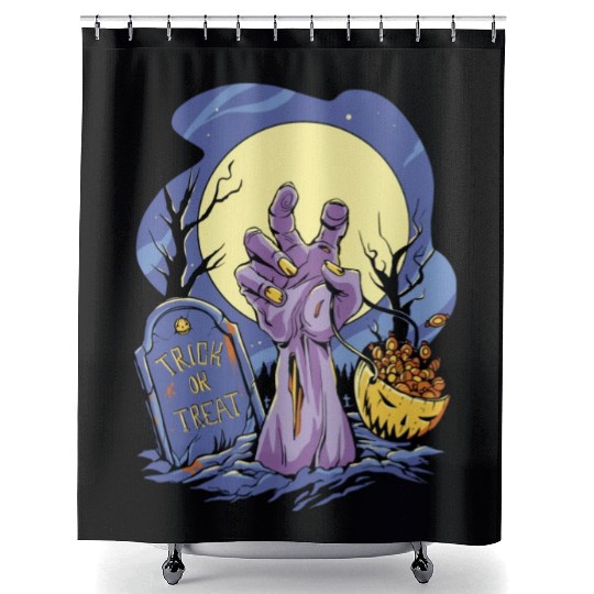 Halloween Zombie Candy Trick Or Treat Shower Curtains