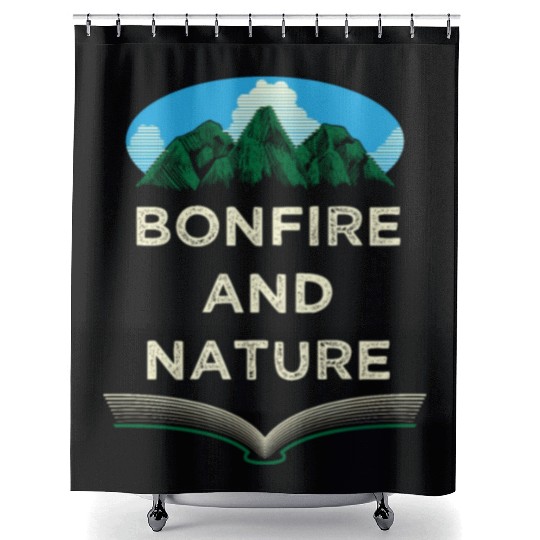 Bonfire and Nature Camping Wildlife Camper Outdoor Shower Curtains