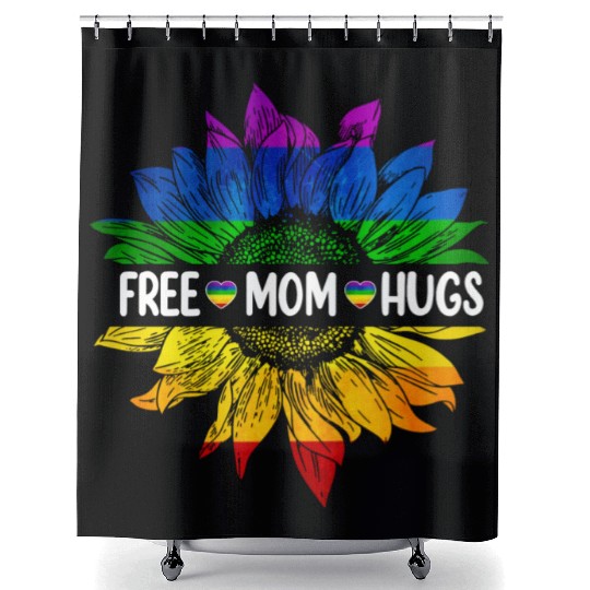 Rainbow Free Mom Hugs Gay Pride Lgbt Daisy Flower Shower Curtains