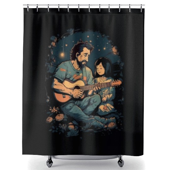 Guitarist Dad Guitar Player Father and Daughter Shower Curtains