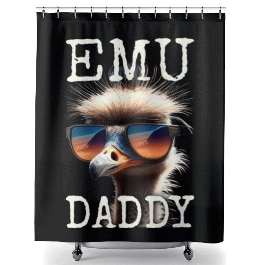 Emu Daddy Ostrich Bird Love Emus Fathers Day Emu Shower Curtains