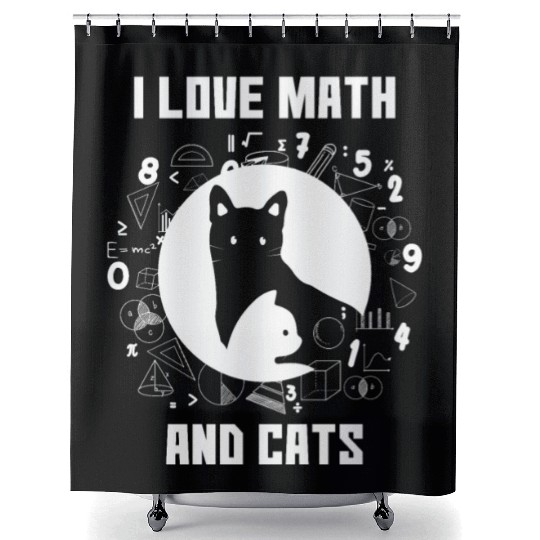 I Love Math And Cats Gift for Mathematics Lovers Shower Curtains
