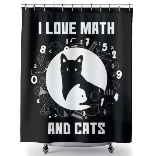 I Love Math And Cats Gift for Mathematics Lovers Shower Curtains