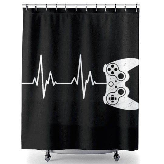 Video Game Gamer Heartbeat Video Game Lover Shower Curtains