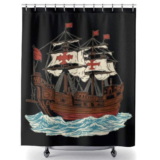 Columbus Day 1492 Ship Shower Curtains