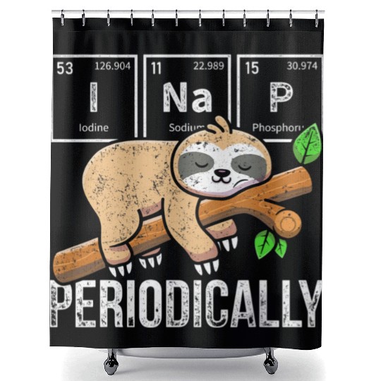 Cute Sloth Animal Periodic Table Science Chemist Shower Curtains