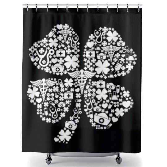 Irish Nurse Shamrock Stethoscope happy St Patricks Shower Curtains