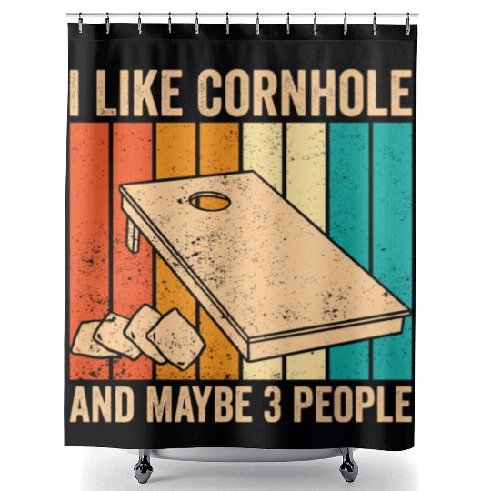 Funny Cornhole Retro Shower Curtains