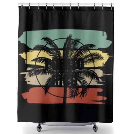 Puerto Rico Palm Tree Retro Artistic Shower Curtains