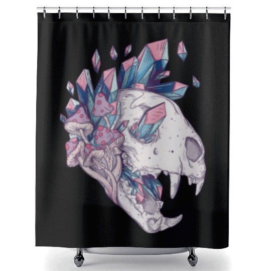 Crystal Cat Skull Shower Curtains