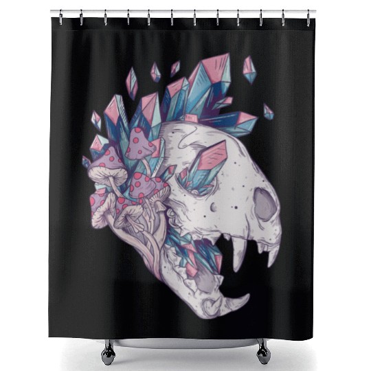 Crystal Cat Skull Shower Curtains