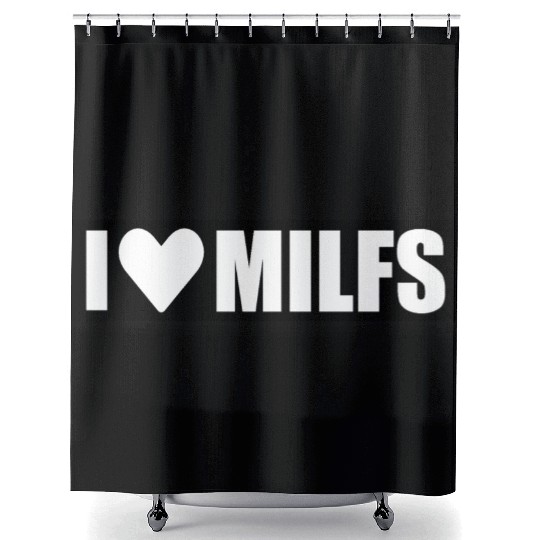 i love milfs black design Shower Curtains