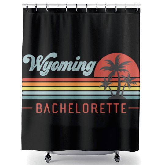 Wyoming Bachelorette, Palm Trees & Vintage Sunset Shower Curtains