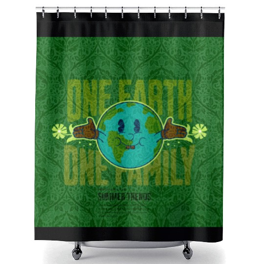 One Earth One Family (Sustainable for earth day) Shower Curtains