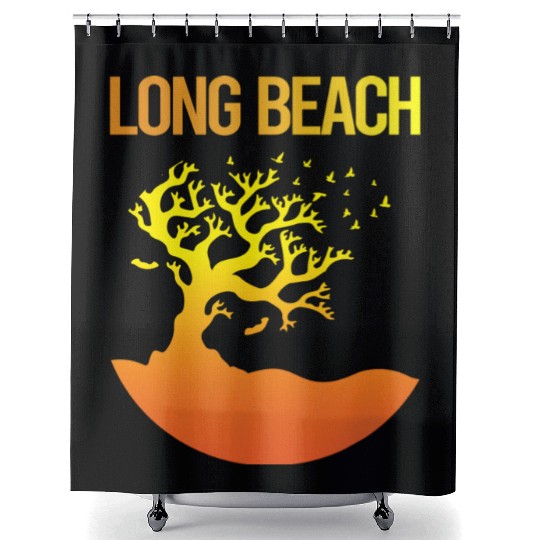 Neon Tree Art Long Beach 70s Shower Curtains