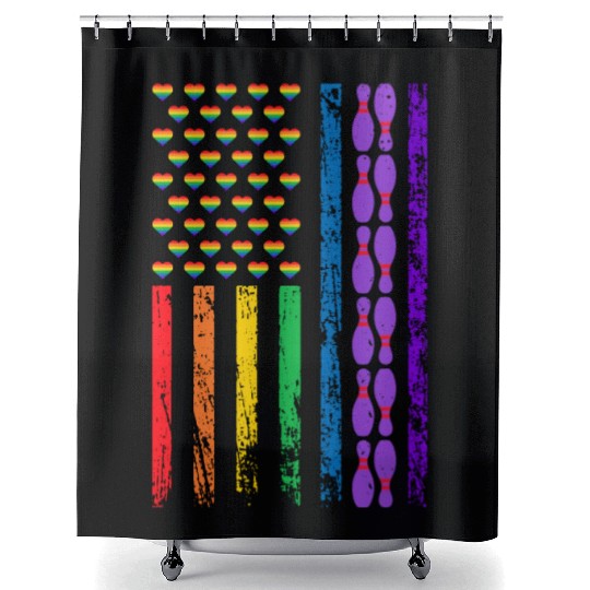 American SportsRainbow Flag LGBT Pride Month Shower Curtains