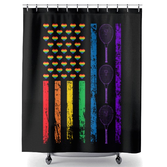American Sports Rainbow Flag LGBT Pride Month Shower Curtains
