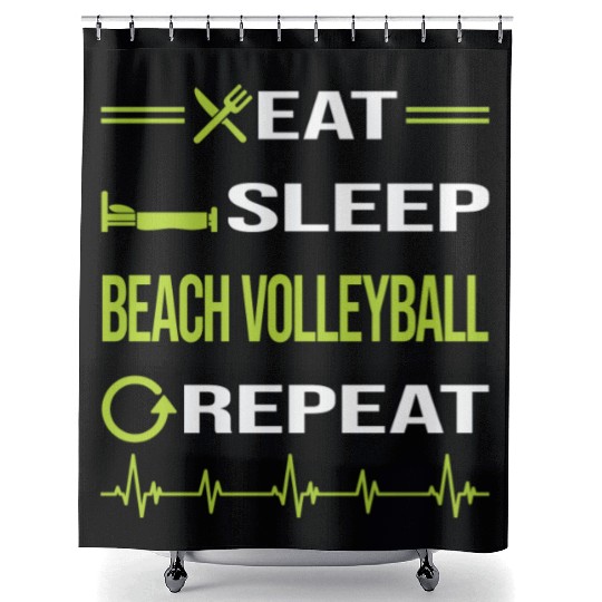Funny Eat Sleep Repeat Beach Volleyball nostalgia Shower Curtains