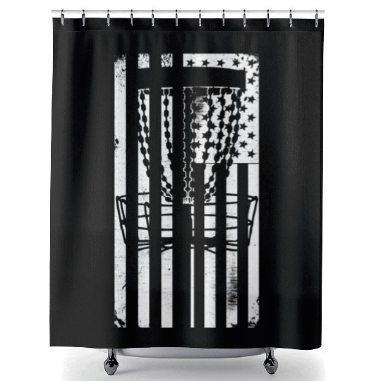 Patriotic Usa Flag Disc Golf Face Mask Shower Curtains