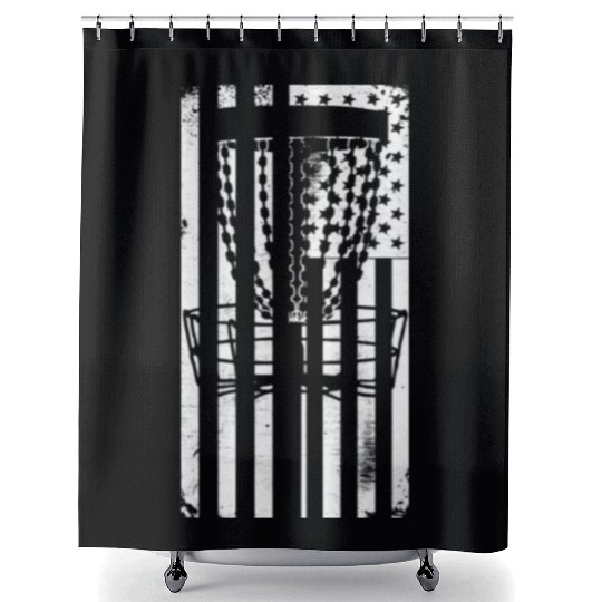 Patriotic Usa Flag Disc Golf Face Mask Shower Curtains