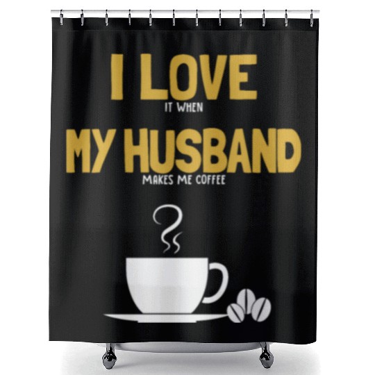 I love my Husband Coffee Queen Latte Art Barista Shower Curtains