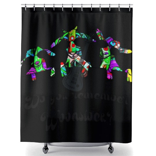 Hippie Goats playing guitar remembering Woodstock Shower Curtains